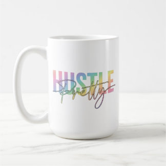 Hustle Pretty パステル レインボー タイポグラフィ ガーリー コーヒーマグカップ