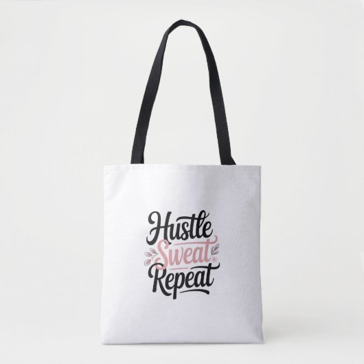 Hustle Sweat Repeat Motivational Gym Tote Bag  トートバッグ (正面)