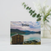 Hut and Boat on Lake Zavojセルビア ポストカード (スタンド正面)