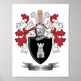 Hutchins Family Crest Coat of Arms ポスター