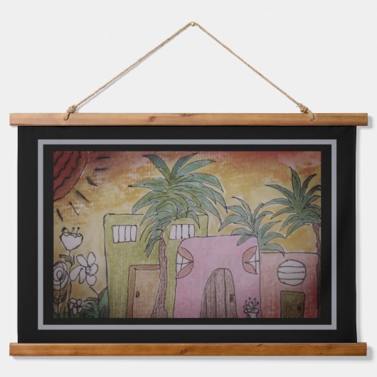 Huts & Palm Trees 吊り下げ型タペストリー (正面)