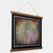 Huts & Palm Trees 吊り下げ型タペストリー (傾斜あり)