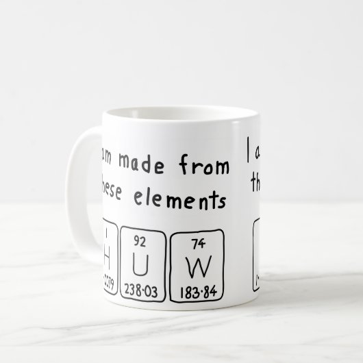 Huwの周期表の名前のマグ コーヒーマグカップ (正面左)