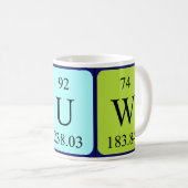 Huw周期表名mug コーヒーマグカップ (正面右)