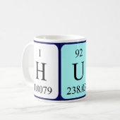 Huw周期表名mug コーヒーマグカップ (正面左)