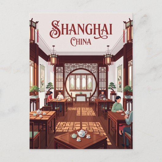 Huxinting Teahouse Interior China ポストカード (正面)