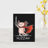 Huzzah Axolotl Knight Funny Sword Meme Quote  カード (黄色い花)
