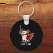 Huzzah Axolotl Knight Funny Sword Meme Quote  キーホルダー (正面)