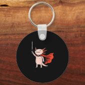 Huzzah Axolotl Knight Funny Sword Meme Quote キーホルダー (正面)