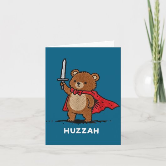 Huzzah Bear Knight Funny Sword Meme Quote カード (正面)
