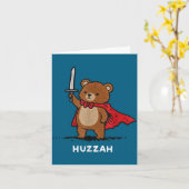 Huzzah Bear Knight Funny Sword Meme Quote カード (黄色い花)