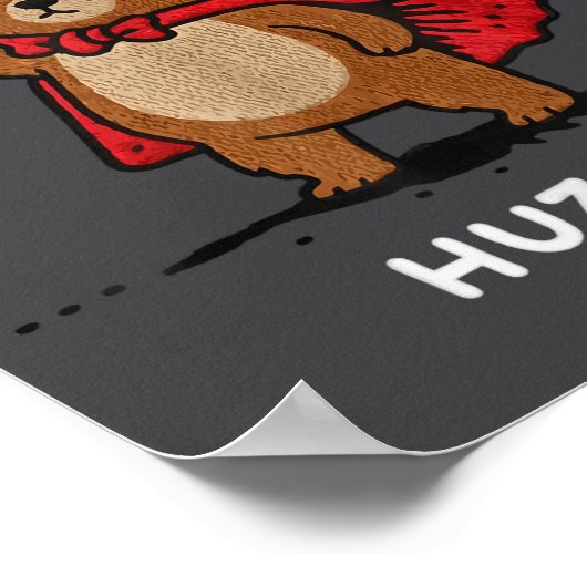 Huzzah Bear Knight Funny Sword Meme Quote ポスター (角)