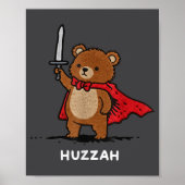 Huzzah Bear Knight Funny Sword Meme Quote ポスター (正面)