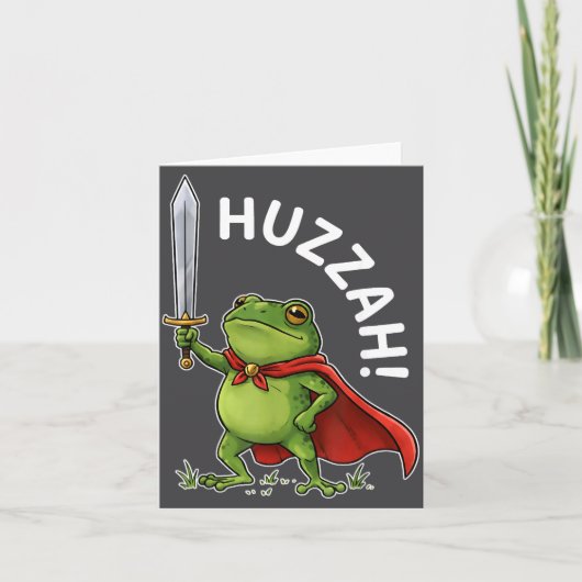 Huzzah Frog Knight Funny Sword Meme Frog Quote Men カード (正面)