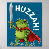 Huzzah Frog Knight Funny Sword Meme Frog Quote Men ポスター (正面)