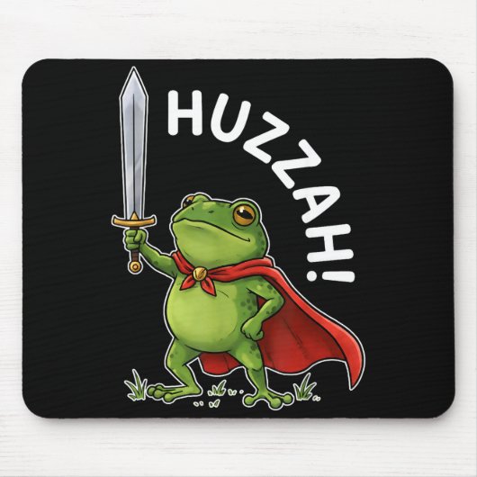 Huzzah Frog Knight Funny Sword Meme Frog Quote Men マウスパッド (正面)