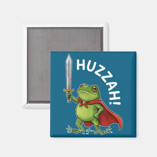 Huzzah Frog Knight Funny Sword Meme Frog Quote Men マグネット (正面/裏面)