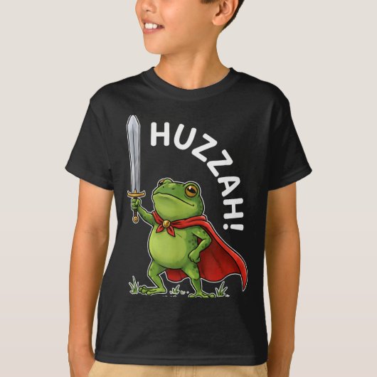 Huzzah Frog Knight Funny Sword Meme Frog Quote Men Tシャツ (正面)