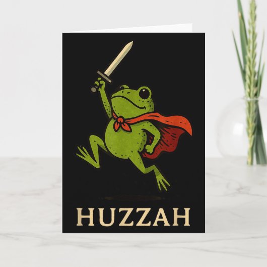 Huzzah Frog Knight Funny Sword Meme Quote  カード (正面)
