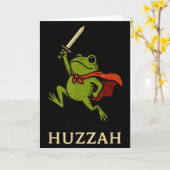 Huzzah Frog Knight Funny Sword Meme Quote  カード (黄色い花)