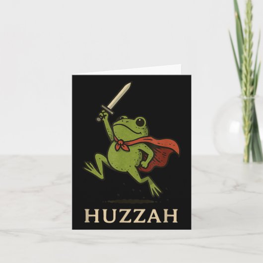 Huzzah Frog Knight Funny Sword Meme Quote カード (正面)