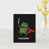 Huzzah Frog Knight Funny Sword Meme Quote  カード (黄色い花)