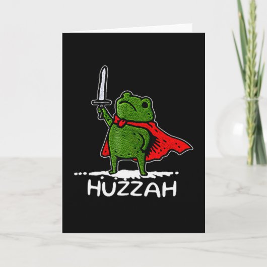 Huzzah Frog Knight Funny Sword Meme Quote  カード (正面)