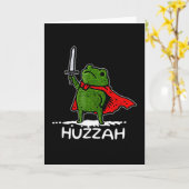 Huzzah Frog Knight Funny Sword Meme Quote  カード (黄色い花)