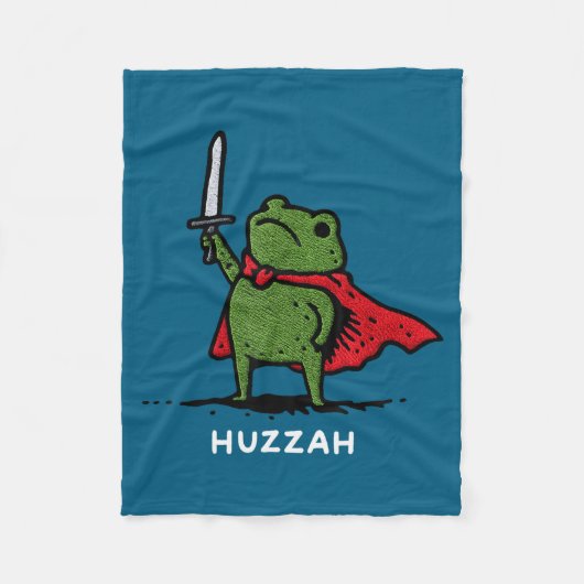 Huzzah Frog Knight Funny Sword Meme Quote  フリースブランケット (正面)