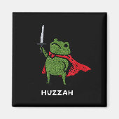 Huzzah Frog Knight Funny Sword Meme Quote  マグネット (正面)