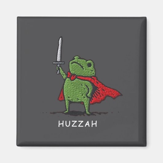 Huzzah Frog Knight Funny Sword Meme Quote  マグネット (正面)