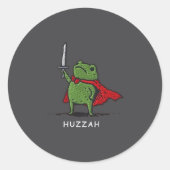 Huzzah Frog Knight Funny Sword Meme Quote  ラウンドシール (正面)