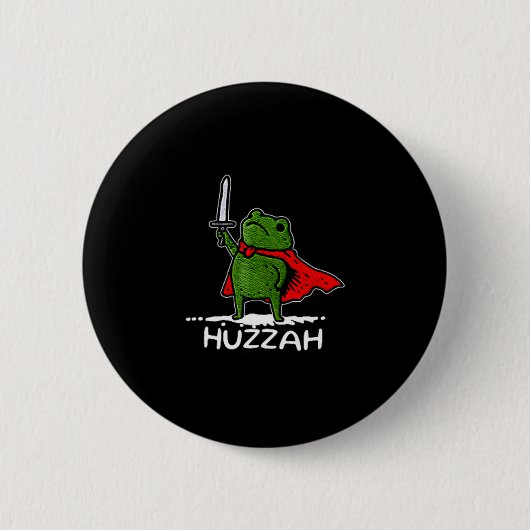 Huzzah Frog Knight Funny Sword Meme Quote 缶バッジ (正面)