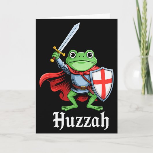 Huzzah Frog Knight Funny Sword Meme Quote Medieval カード (正面)