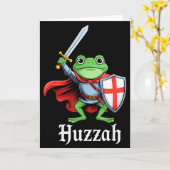 Huzzah Frog Knight Funny Sword Meme Quote Medieval カード (黄色い花)