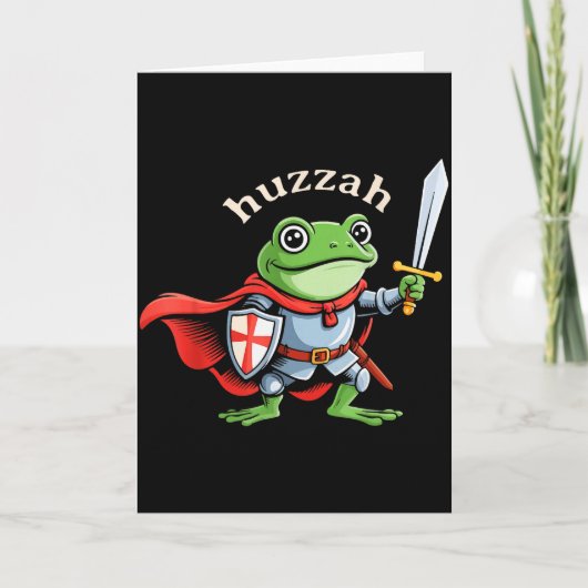Huzzah Frog Knight Funny Sword Meme Quote Medieval カード (正面)