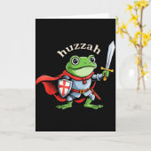 Huzzah Frog Knight Funny Sword Meme Quote Medieval カード (黄色い花)