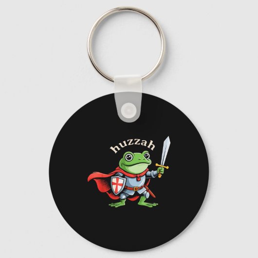 Huzzah Frog Knight Funny Sword Meme Quote Medieval キーホルダー (正面)