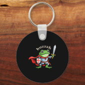 Huzzah Frog Knight Funny Sword Meme Quote Medieval キーホルダー (正面)