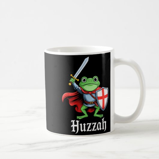 Huzzah Frog Knight Funny Sword Meme Quote Medieval コーヒーマグカップ (右)