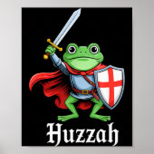 Huzzah Frog Knight Funny Sword Meme Quote Medieval ポスター (正面)