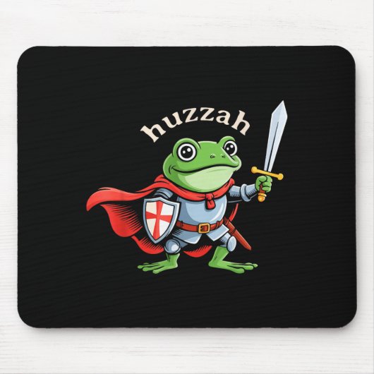 Huzzah Frog Knight Funny Sword Meme Quote Medieval マウスパッド (正面)