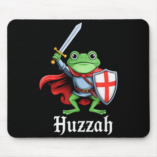 Huzzah Frog Knight Funny Sword Meme Quote Medieval マウスパッド (正面)