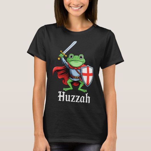 Huzzah Frog Knight Funny Sword Meme Quote Medieval Tシャツ (正面)