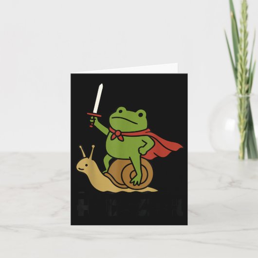 Huzzah Frog Knight Riding A Snail Funny Sword Meme カード (正面)