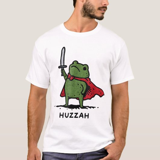 Huzzah Frog Knight Sword Quote Tシャツ (正面)