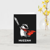 Huzzah Raccoon Knight Funny Sword Meme Quote  カード (黄色い花)