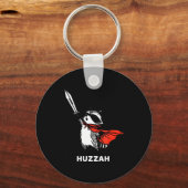 Huzzah Raccoon Knight Funny Sword Meme Quote  キーホルダー (正面)