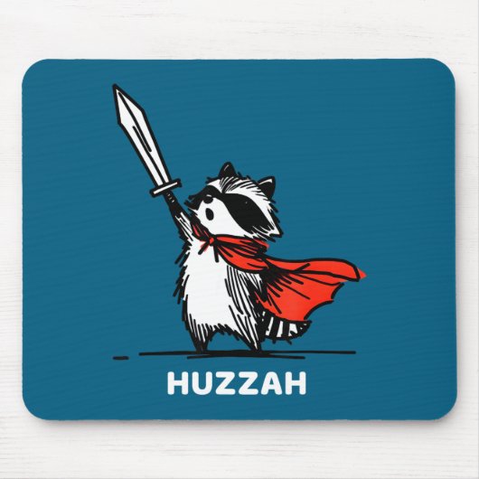Huzzah Raccoon Knight Funny Sword Meme Quote  マウスパッド (正面)