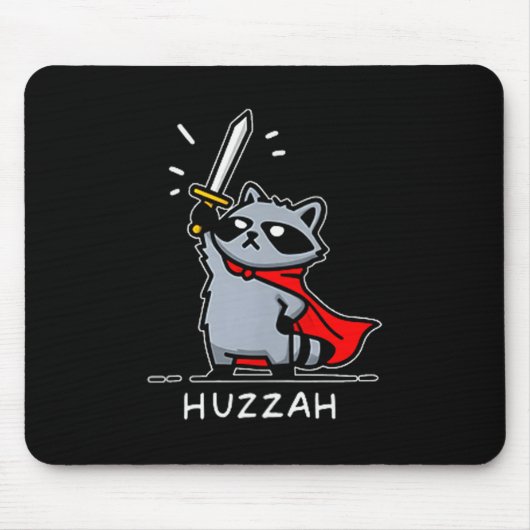 Huzzah Raccoon Knight Funny Sword Meme Quote  マウスパッド (正面)